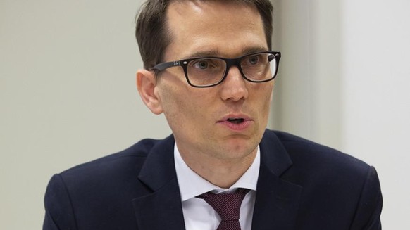 Martin Schlegel, Stellvertretendes Mitglied des Direktoriums Schweizerische Nationalbank SNB, spricht waehrend einer Medienkonferenz, am Montag, 1. April 2019 in Bern. Der Internationale Waehrungsfond ...