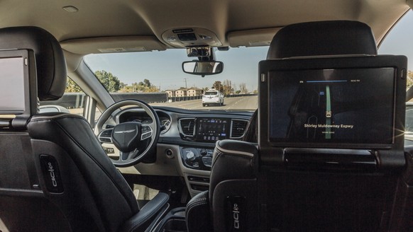 This Sunday, Oct. 29, 2017, photo provided by Waymo shows a Chrysler Pacifica minivan that are equipped with Waymo&#039;s self-driving car technology, being tested at Waymo&#039;s facility in Atwater, ...