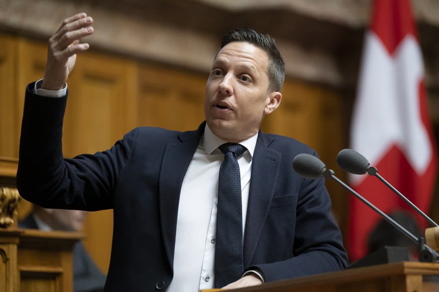 Christian Imark, SVP-SO, spricht waehrend der Fruehlingssession der Eidgenoessischen Raete, am Dienstag, 14. Maerz 2023 im Nationalrat in Bern. (KEYSTONE/Anthony Anex)
