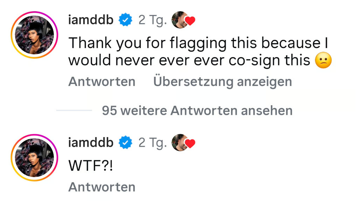 iamddb / Auf Instagram bedankt sich die Sängerin für die Unterstützung gegen das KI-Video.