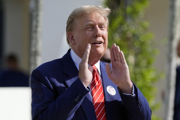 Republican presidential candidate former President Donald Trump speaks after voting in the Florida primary election in Palm Beach, Fla., Tuesday, March 19, 2024. (AP Photo/Wilfredo Lee)
Donald Trump