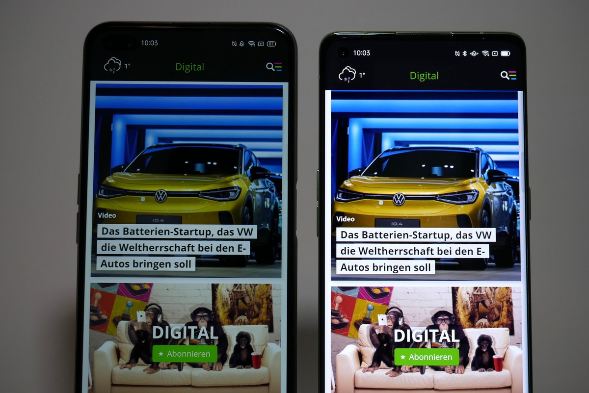Das Oppo Reno 4 Pro 5G (rechts) im Vergleich mit dem Reno 4 Z.