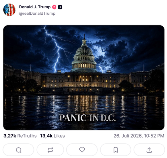 Trump Truthsocial Post: Gewitter über Washington DC