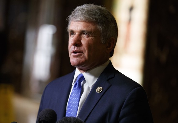 Rep. Michael McCaul, R-Texas, talks with reporters after a meeting with President-elect Donald Trump at Trump Tower, Tuesday, Nov. 29, 2016, in New York. (AP Photo/Evan Vucci)