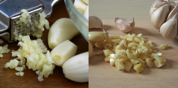 knoblauch gepresst gehackt entweder