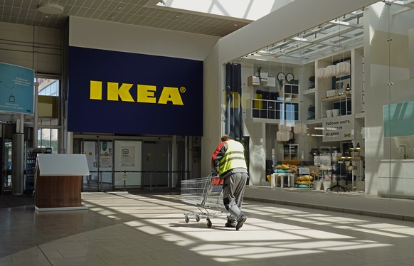 epa10016221 An Ikea store in Moscow, Russia, June 16, 2022. Swedish furniture retailer Ikea began winding down its business in Russia by putting its factories up for sale, closing offices and re...
