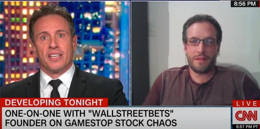 Jaime Rogozinski (r.) durfte sich als Gründer des Forums auch bei CNN als Gesicht von WSB präsentieren.