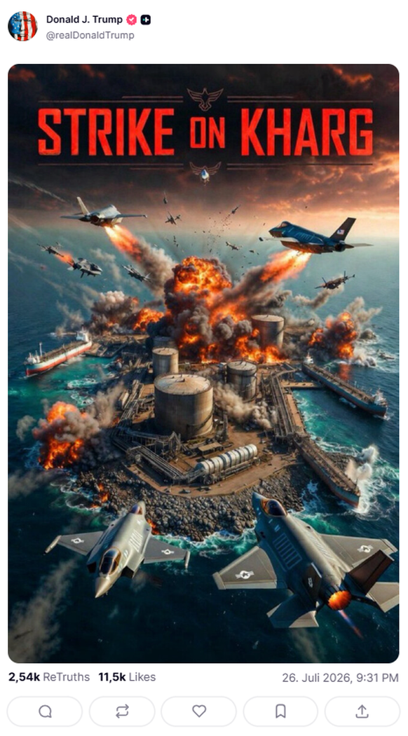 Trump Truthsocial Post: Kharg Island, Iran