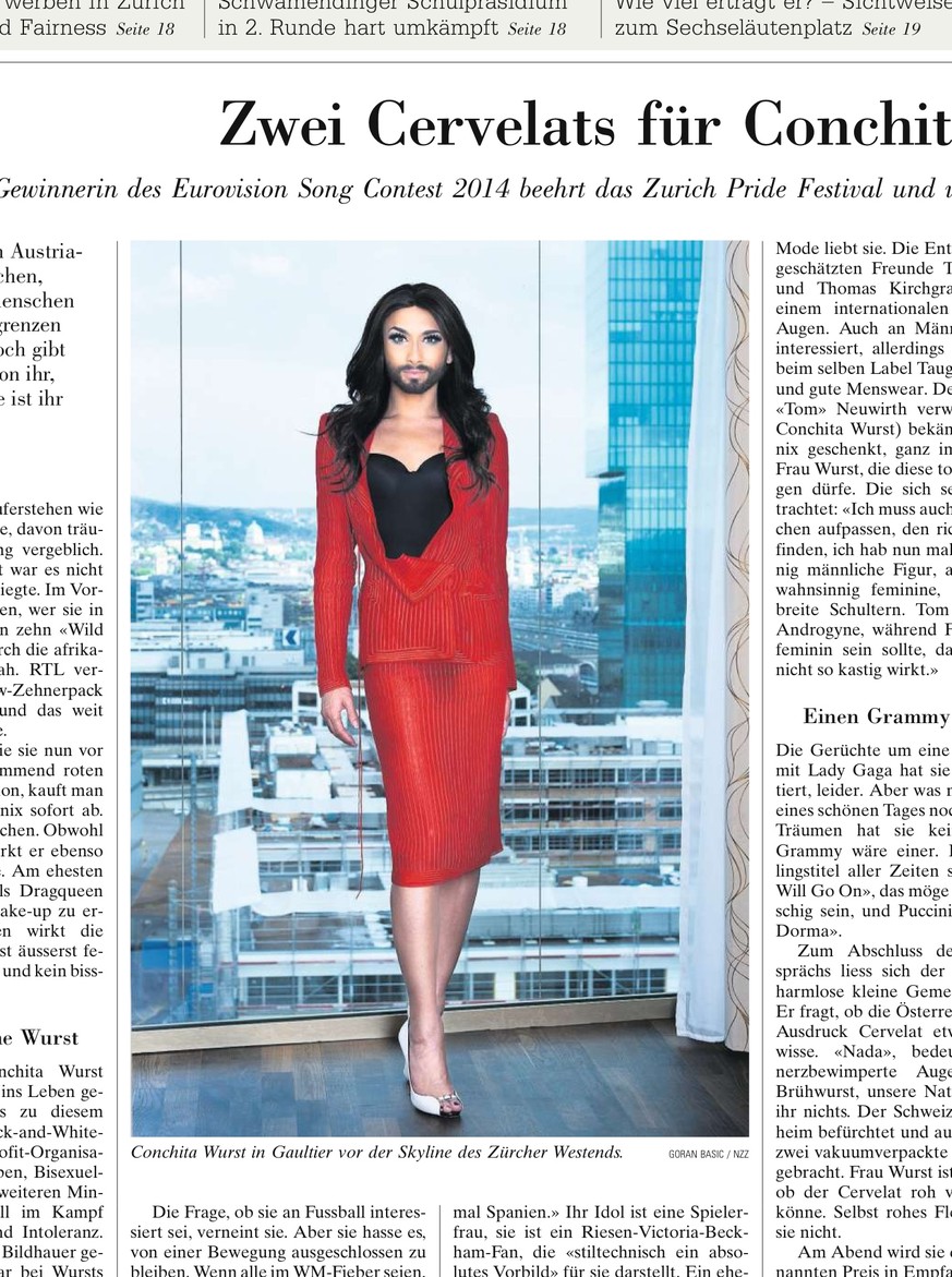 Danke, liebe NZZ, für das schönste Conchita-Bild des Wochenendes!