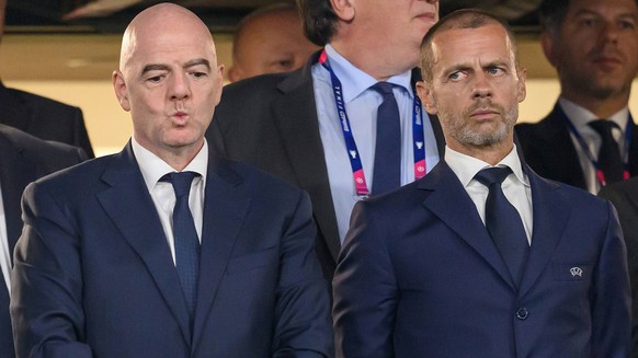 07 Aug - FIFA President Gianni Infantino and UEFA President Aleksander Ceferin 07 Aug 2026 - FIFA President Gianni Infantino and UEFA President Aleksander Ceferin. *** FILE PHOTO *** FIFA President Gi ...