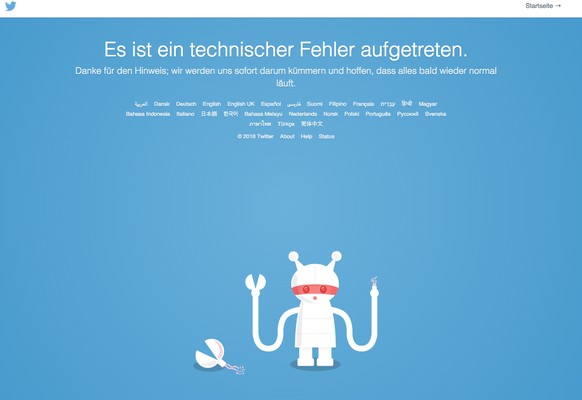 Die Fehlermeldung auf Twitter.
