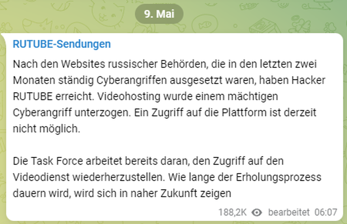 Nachricht automatisch auf deutsch übersetzt.