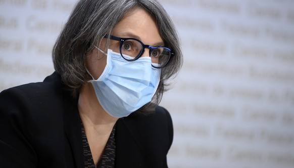 Anne Levy, Direktorin, Bundesamt fuer Gesundheit BAG, spricht an einem Point de Presse mit Fachexperten des Bundes zur Corona-Pandemie Covid-19, am Dienstag, 2. Maerz 2021. (KEYSTONE/Anthony Anex)