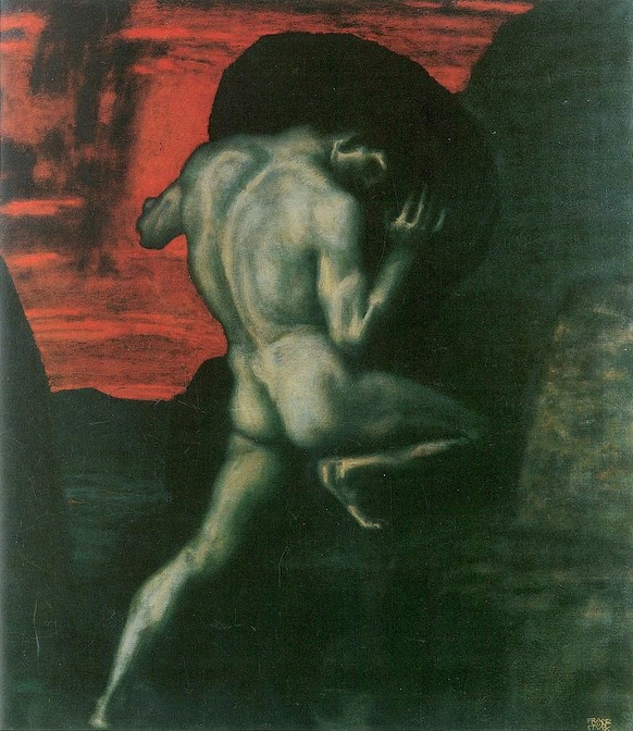 Sisyphus as interpreted by Franz von Stuck, 1920.