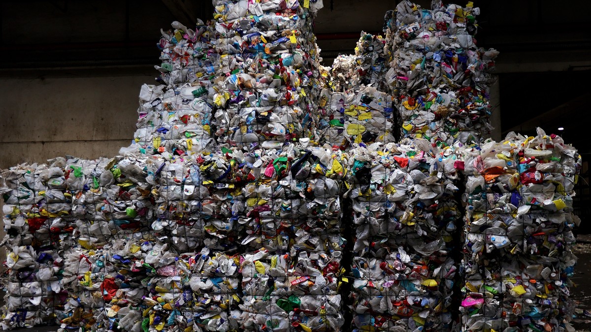 epa10670018 Sorted plastic waste seen at the Interzero recycling plant in Marl, Germany, 02 June 2023 (Issued 03 June 2023). Some 200.000 tons of plastic waste per year are processed at the plant of I ...