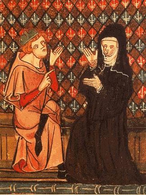Abaelardus und Héloïse in einer Handschrift des «Roman de la Rose», 14. Jahrhundert.
