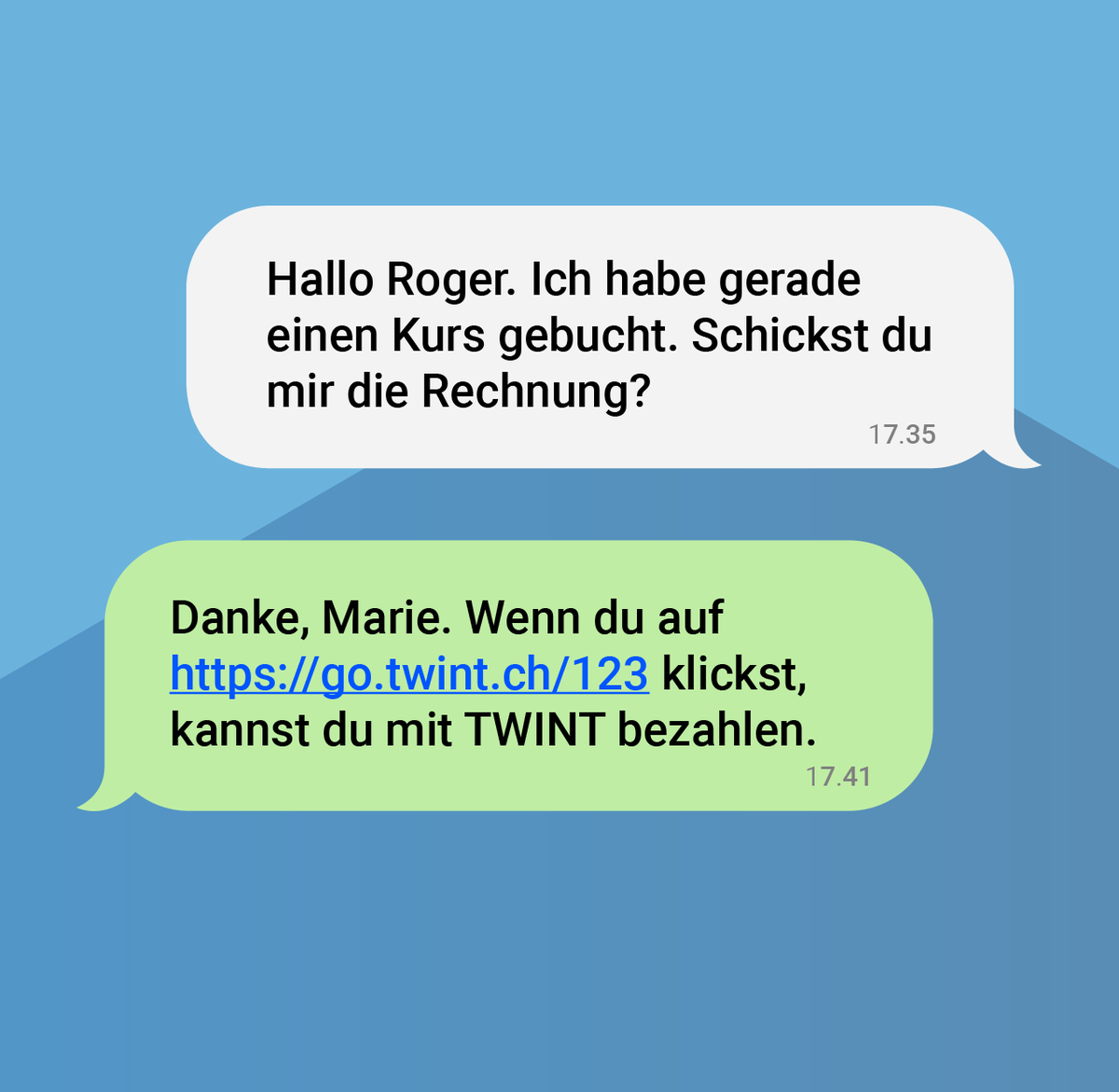 Für die Kundschaft genügt ein Klick auf den Zahlungslink und sie wird in die Twint-App zur Bezahlung weitergeleitet.