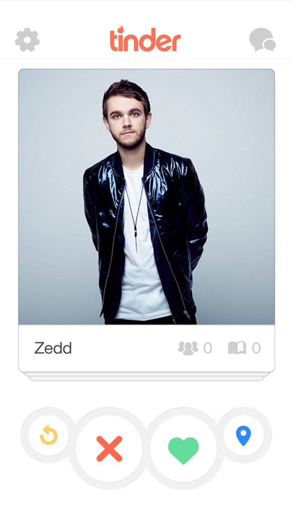 This undated screenshot image released by Tinder, shows the Tinder profile for Zedd. More musicians are looking to platforms like Tinder and Match to promote their music and reach their fans on-the-go ...