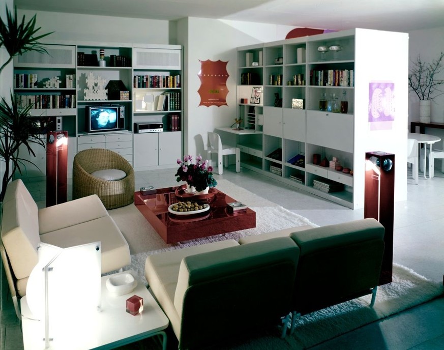 House &amp; Garden August 1969 Architecture
A living room-dining room with molded plastic furniture called Environment I designed by Interlubke in a color scheme of red and white. (Photo by Ernst Bead ...
