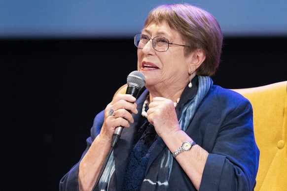 epa12862645 Michelle Bachelet, the former president of Chile and candidate for the position of United Nations (UN) Secretary-General, speaks during a discussion at the University of Valparaiso in Valp ...