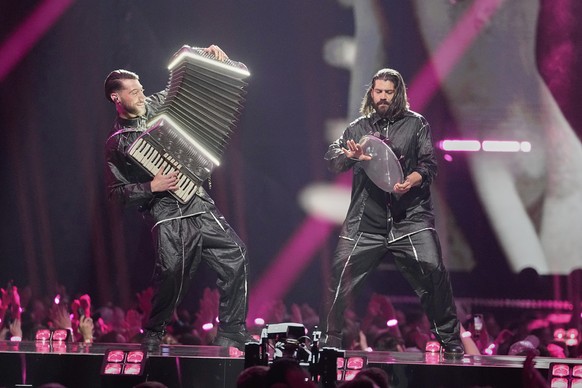 Gabry Ponte from San Marino performs the song &quot;Tutta L&#039;Italia&quot; during the dress rehearsal for the Grand Final of the 69th Eurovision Song Contest, in Basel, Switzerland, Friday, May 16  ...