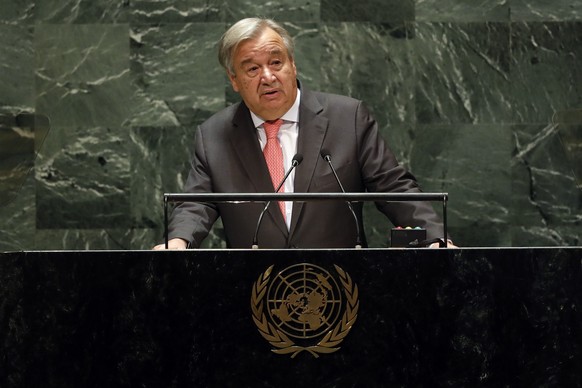 UN Secretary General Antonio Guterres addresses the 74th session of the United Nations General Assembly, Tuesday, Sept. 24, 2019. (AP Photo/Richard Drew)
Antonio Guterres