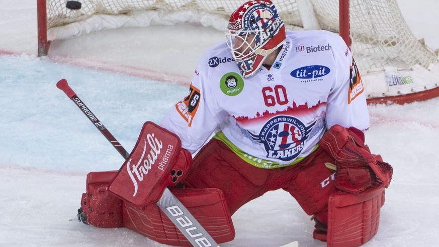 Rapperswils Goalie, Melvin Nyffeler, geschlagen, waehrend dem Meisterschaftsspiel der National League, zwischen den SCL Tigers und den Rapperswil-Jona Lakers, am Samstag 2. November 2019 im Ilfisstadi ...