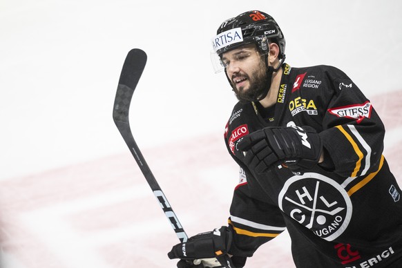 Lugano?s player Luca Fazzini, during the preliminary round game of National League Swiss Championship 2023/24 between, HC Lugano against EHC Kloten at the Corner Arena in Lugano, Tuesday, December 19, ...