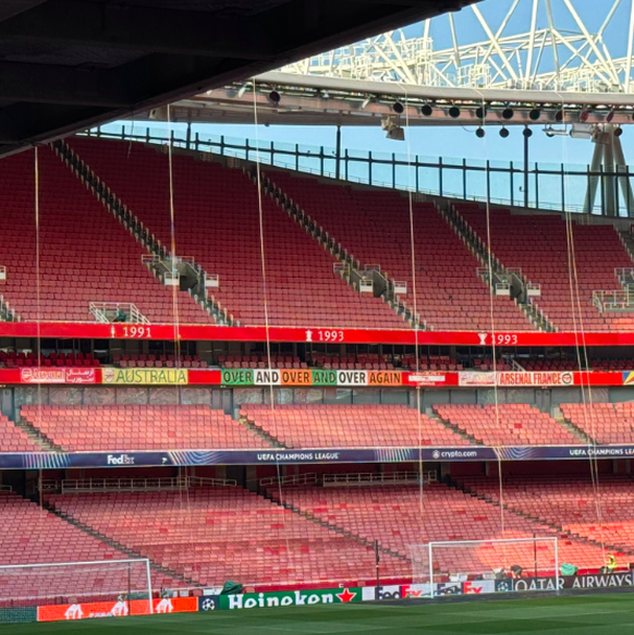Good to note preparations are well under way here at the Emirates ahead of unveiling the biggest Tifo the stadium has ever seen before Arsenal vs PSG on Tuesday evening