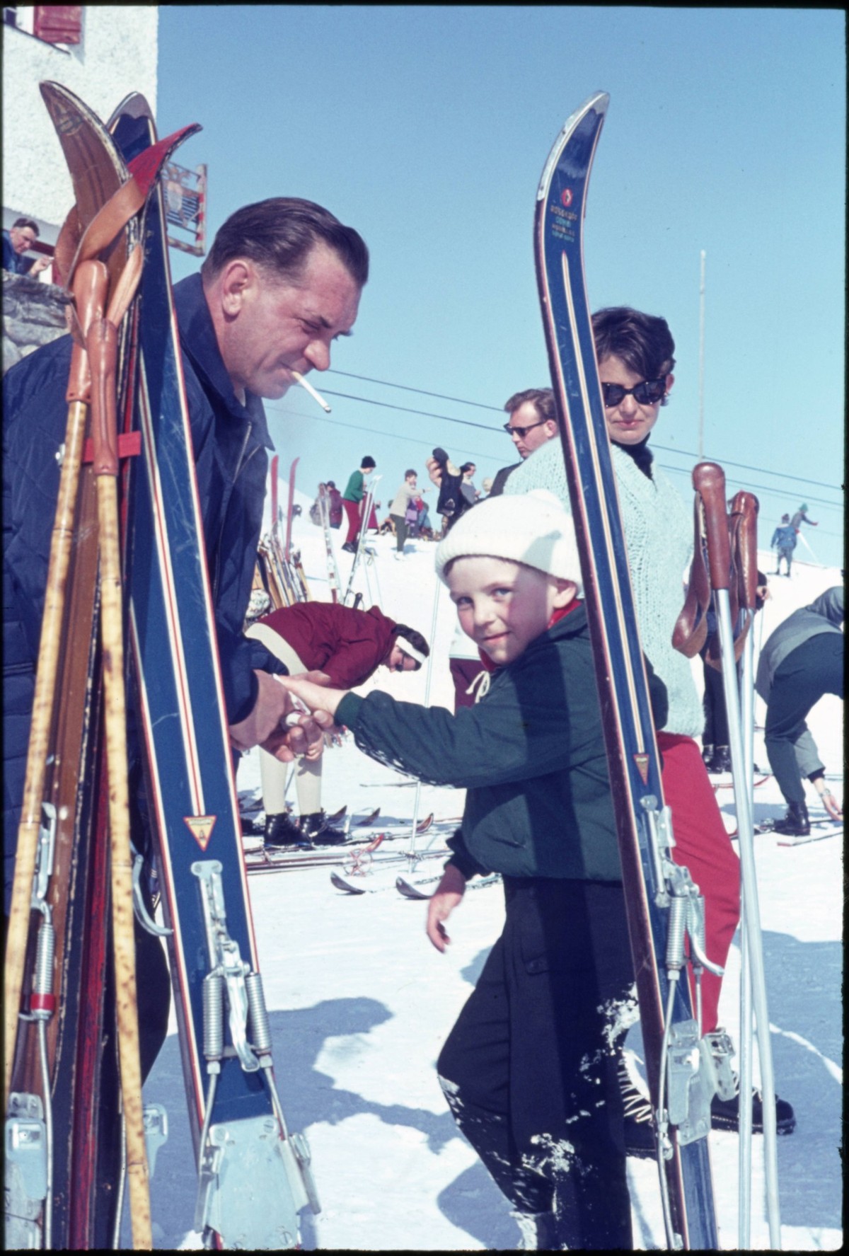 Skifahrer GER,20160101, Aufnahme ca. 1966, Skifahrer in den Alpen