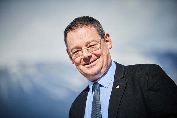 Franz Ruppen (UDC) arrive au centre medias lors des elections au Conseil d&#039;Etat valaisan ce dimanche 7 mars 2021 au Techno-pole a Sierre.( KEYSTONE/Olivier Maire)
