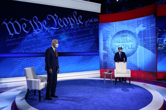 Democratic presidential candidate former Vice President Joe Biden arrives to participate in a town hall with moderator ABC News anchor George Stephanopoulos at the National Constitution Center in Phil ...