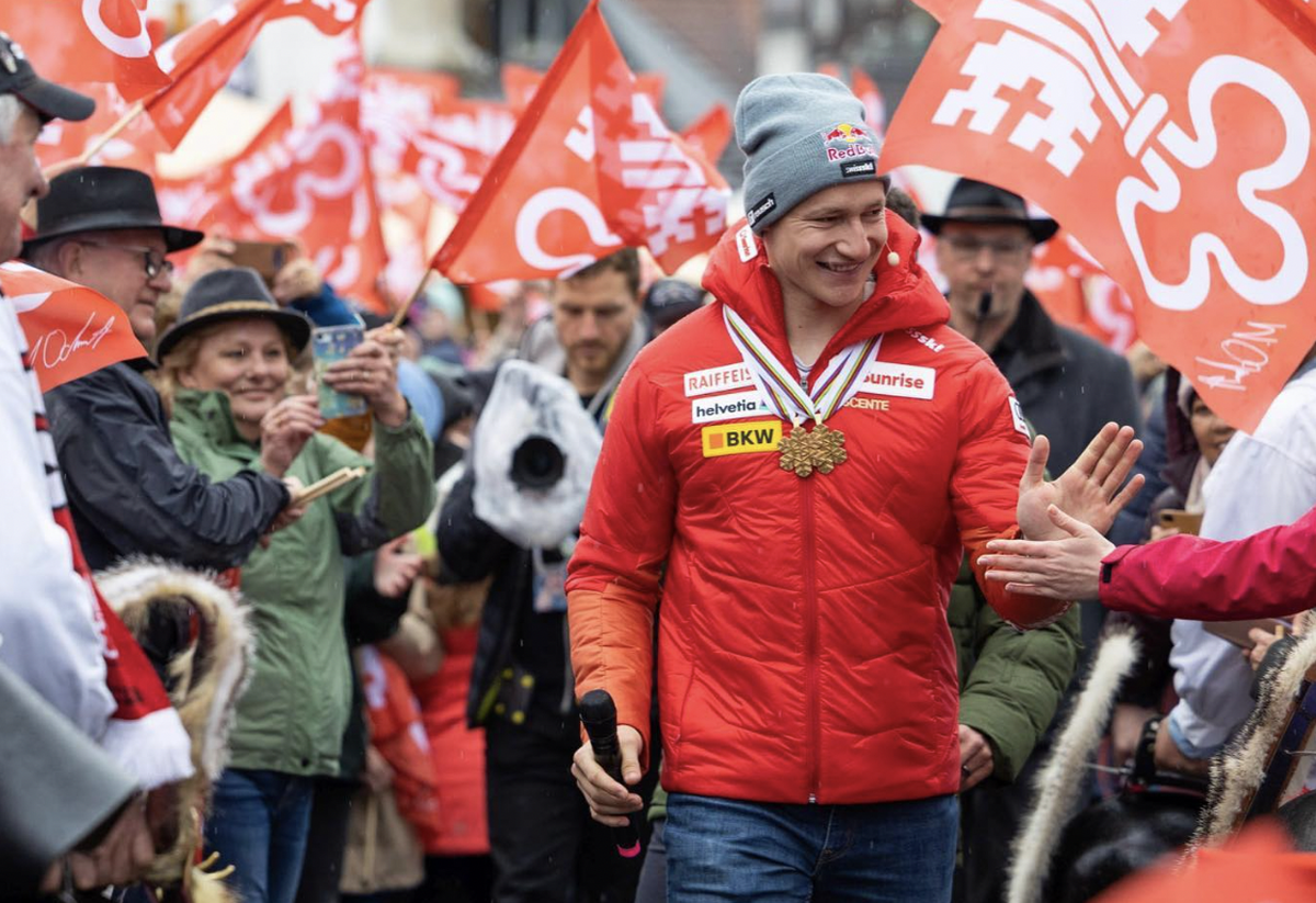 Le skieur Marco Odermatt, dimanche, dans son fief.