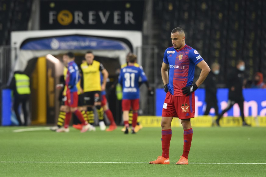 Basels Arthur Cabral reagiert nach der Niederlage (1-2), im Fussball Meisterschaftsspiel der Super League zwischen dem BSC Young Boys und dem FC Basel, im Stadion Wankdorf in Bern, am Samstag, 21. Nov ...