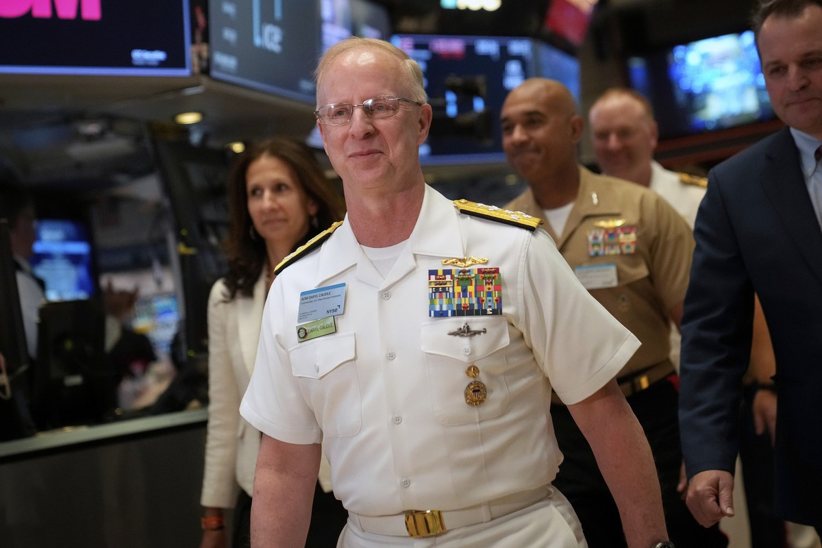 FILE - Adm. Daryl Caudle, commander of the United States Forces Command, arrives to ring the closing bell at the New York Stock Exchange, May 26, 2023, in New York. (AP Photo/John Minchillo, File)
Pen ...
