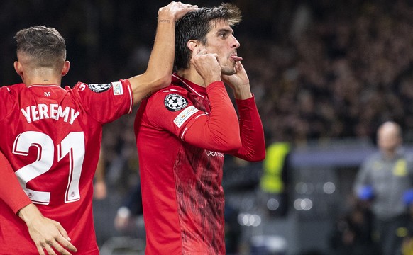 Villareal&#039;s Gerard Moreno Balaguero reacts after scoring to 2-0 during the UEFA Champions League group F soccer match between BSC Young Boys Bern of Switzerland and Villarreal CF of Spain, at the ...