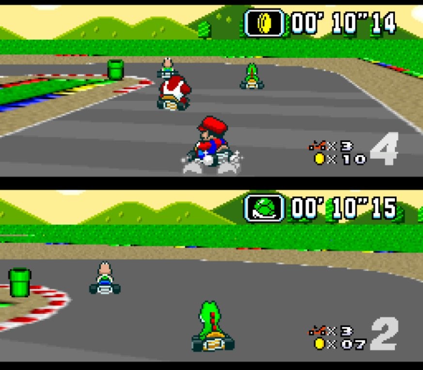 Das legendäre erste Mario Kart auf dem Super Nintendo vor 27 Jahren.