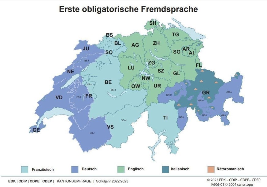 Erste obligatorische Fremdsprache Karte