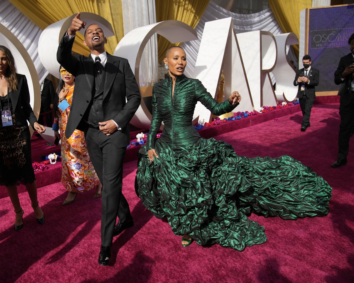 Will Smith, left, and Jada Pinkett Smith arrive at the Oscars on Sunday, March 27, 2022, at the Dolby Theatre in Los Angeles. (AP Photo/John Locher)
Will Smith,Jada Pinkett Smith