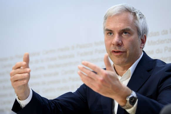 Martin Ackermann, Praesident National COVID-19 Science Task Force spricht waehrend einer Medienkonferenz des Bundesrates zur aktuellen Lage im Zusammenhang mit dem Coronavirus, am Freitag, 16. Oktober ...