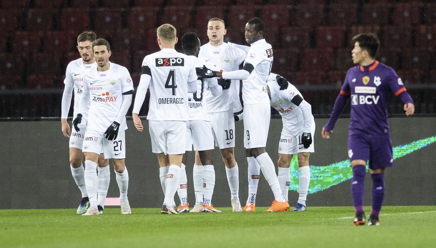 Zuerichs Blaz Kramer jubelt zum 1:0 Tor im Fussball Meisterschaftsspiel der Super League zwischen dem FC Zuerich und dem FC Lausanne-Sport im Letzigrund, am Samstag, 13. Maerz 2021 in Zuerich. (KEYSTO ...