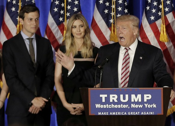Der Schwiegersohn wird Berater: Jared Kushner, Ivanka und Donald Trump.