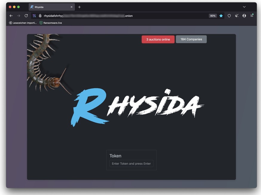 Screenshot der Darknet-Leak-Site der Ransomware-Bande Rhysida