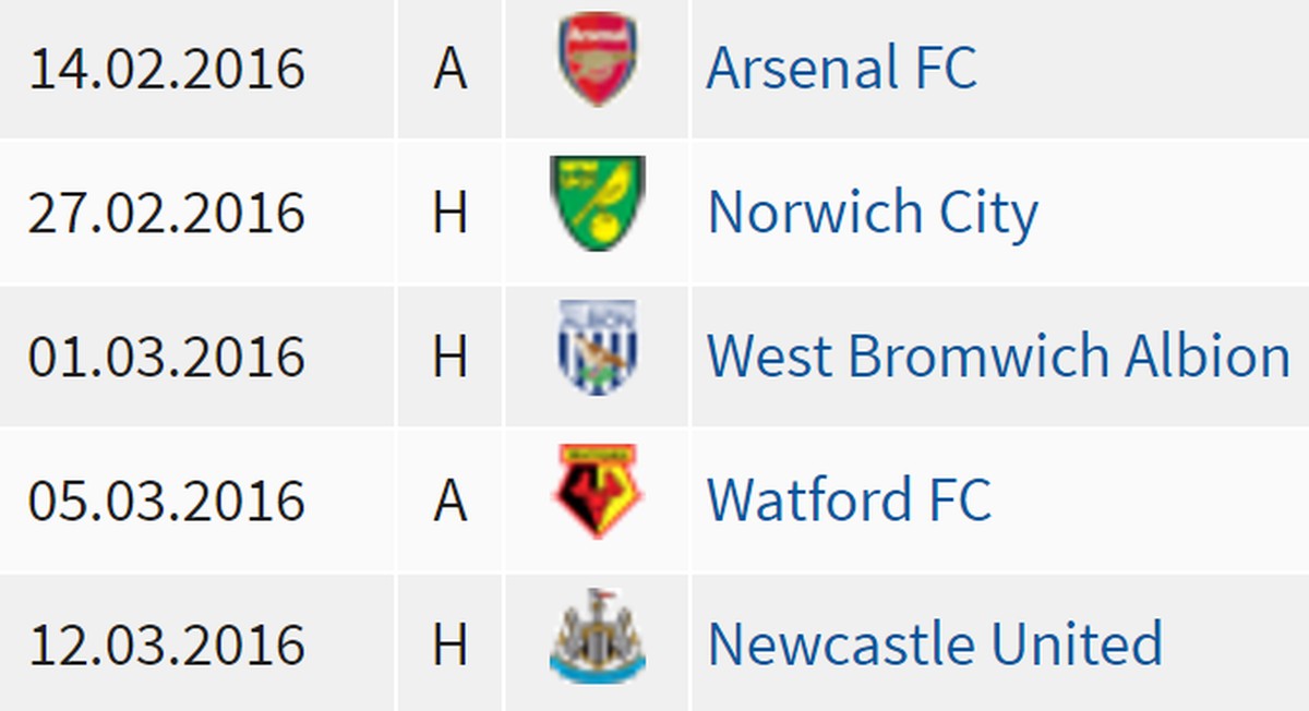 Die nächsten fünf Partien von Leicester City.