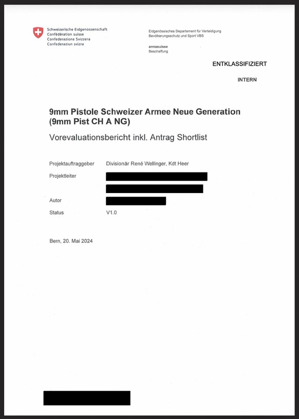 Interner Armasuisse-Bericht: Vorevaluationsbericht neue Schweizer Armeepistole (2024).