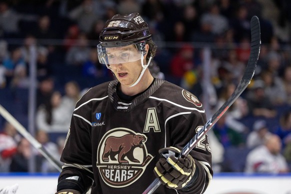 AHL 2023: AMERICANS VS BEARS DEC 29TH December 29th 2023: Hershey Bears forward Mike Sgarbossa 23 skates in the third period against the Rochester Americans. The Rochester Americans hosted the Hershey ...