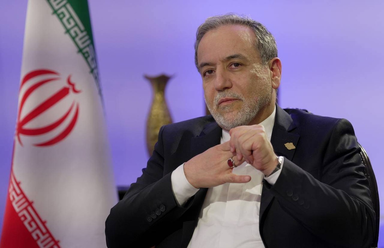 January 14, 2026, Tehran, Iran: Iranian Foreign Minister ABBAS ARAGHCHI speaks during an interview with Al-Manar TV of Lebanon in Tehran. Tehran Iran - ZUMAi98_ 20260114_zih_i98_004 Copyright: xIrania ...