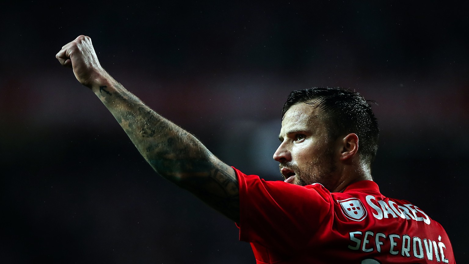 epa07359802 Benfica&#039;s Haris Seferovic celebrates after scoring during the Portuguese First League soccer match between Benfica vs Nacional held at Luz Stadium in Lisbon, Portugal, 10 February 201 ...