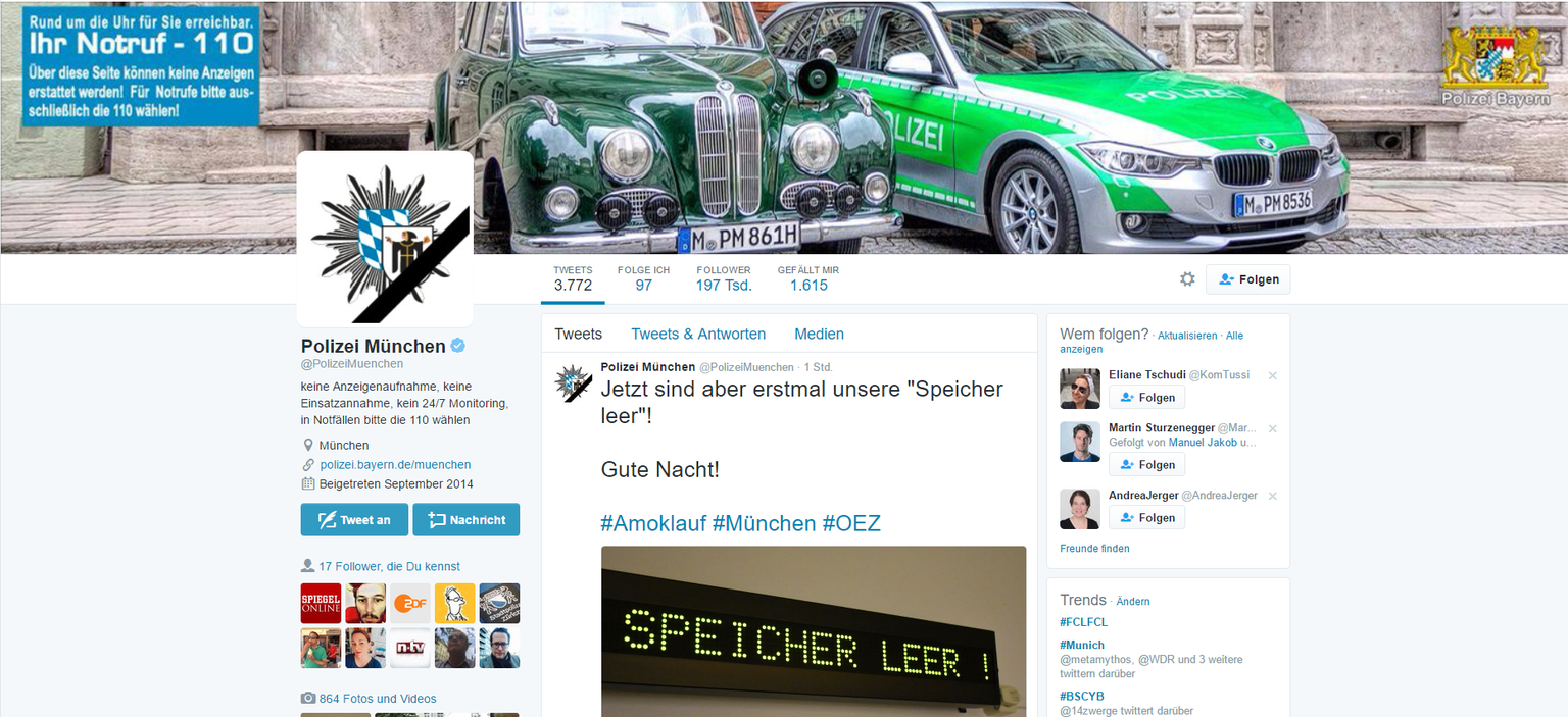 Der Twitter-Account der Polizei München.