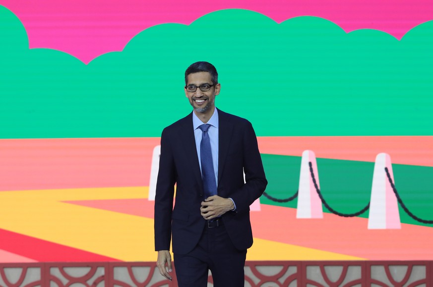 epa10373709 Google and Alphabet Inc. CEO Sundar Pichai arrives to attend Google for India event in New Delhi, India, 19 December 2022. Pichai attended Google for India 2022 event and is expected to me ...